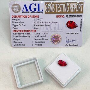 Certified Ruby Teardrop Gemstone